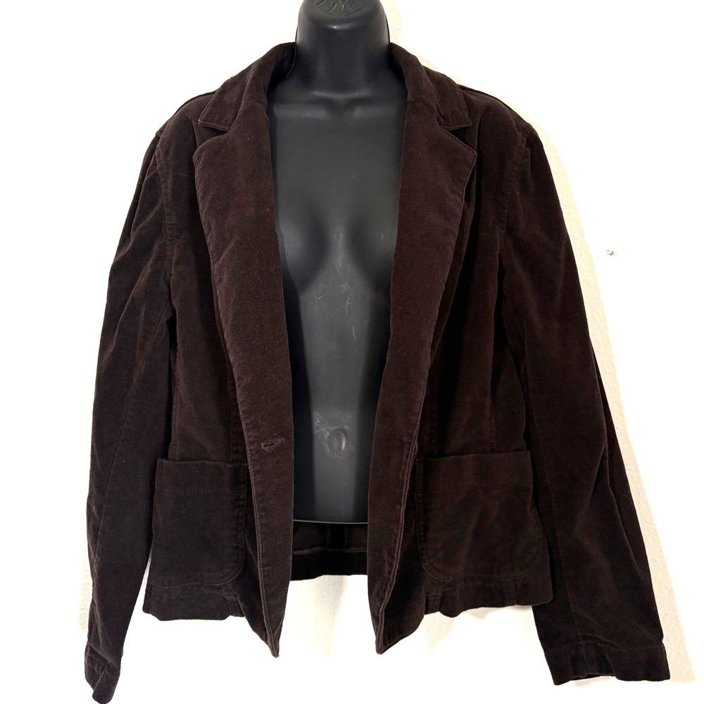 New‎ York Company 12 Dark Chocolate Brown Corduroy Velvet Blazer Jacket Women